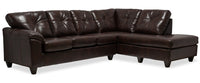 Sofa sectionnel de droite Addison 2 pièces fabriqué au Canada en tissu d’apparence cuir avec coussins de siège amovibles - brun