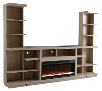 Axel 74" 3-Piece Entertainment Centre with Electric Fireplace and Storage for TVs up to 85"- Taupe|Meuble audio-vidéo Axel 3 pièces de 74" avec foyer électrique et rangement pour téléviseurs jusqu’à 85 po - taupe