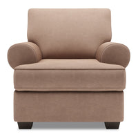 Fauteuil Roll de Sofa Lab de 42 po fabriqué au Canada en tissu d’apparence lin avec accoudoirs enroulés - brun Pax Wicker