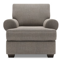 Fauteuil Roll de Sofa Lab de 42 po fabriqué au Canada en tissu d’apparence lin avec accoudoirs enroulés - gris Luna Smoke