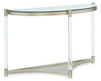 Table de salon moderne Silas de 48 po avec dessus en verre - platine avec métal et acrylique