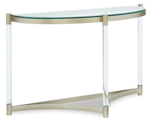 Table de salon moderne Silas de 48 po avec dessus en verre - platine avec métal et acrylique