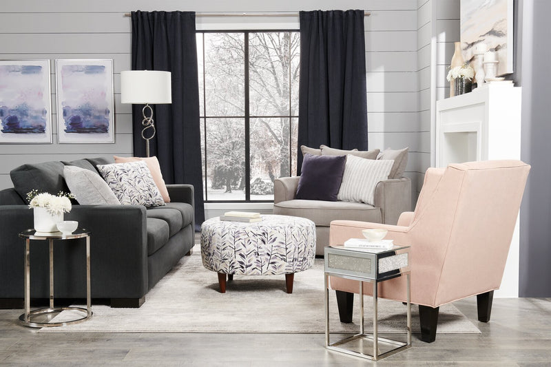 Sofa personnalisable Track de Sofa Lab de 85 po fabriqué au Canada en tissu d’apparence lin avec accoudoirs rectilignes - gris Pax Pepper