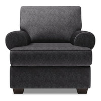 Fauteuil Roll de Sofa Lab de 42 po fabriqué au Canada en tissu de chenille avec accoudoirs enroulés - gris Luxury Charcoal