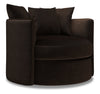 Fauteuil d’appoint pivotant Nest de Sofa Lab personnalisable de 41 po fabriqué au Canada en tissu de chenille - brun Luxury Chocolate