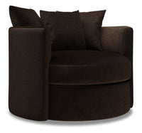 Fauteuil d’appoint pivotant Nest de Sofa Lab de 41 po fabriqué au Canada en tissu de chenille - brun Luxury Chocolate