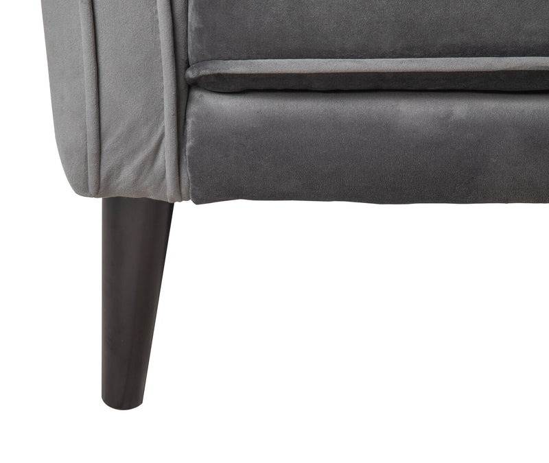 Fauteuil d’appoint Brinley de 29 po en tissu de velours avec pattes en bois - gris