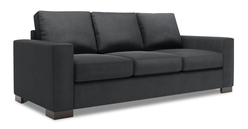 Sofa personnalisable Track de Sofa Lab de 85 po fabriqué au Canada en tissu d’apparence lin avec accoudoirs rectilignes - gris Pax Pepper
