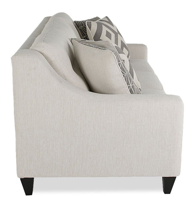 Sofa Kylie de Cindy Crawford Home de 78 po fabriqué au Canada en tissu d’apparence lin avec pattes en bois - perle Zeus