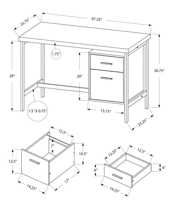 Bureau Lindsay de 47,25 po à 2 tiroirs - taupe