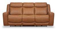 Sofa à inclinaison électrique Prescott de Scott Living de 88,5 po en cuir véritable avec appuie-têtes électriques - brun courge musquée