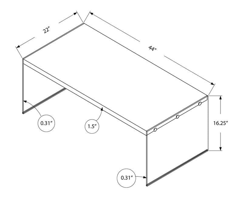Table à café moderne Aria de 44 po - gris-brun avec base en verre