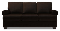 Sofa Roll de Sofa Lab de 86 po fabriqué au Canada en tissu de chenille avec accoudoirs enroulés - brun Luxury Chocolate