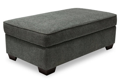Made in Canada Verona 44" Linen-Look Fabric Storage Ottoman - Charcoal Grey | Pouf de rangement Verona de 44 po fabriqué au Canada en tissu d’apparence lin - gris anthracite