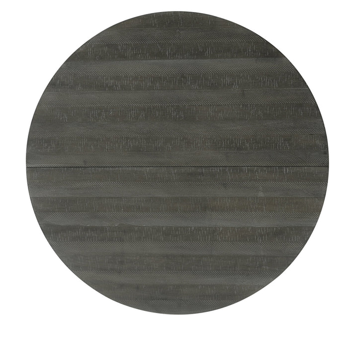 Ensemble de salle à manger Alto 7 pièces avec table ronde, rallonge de 48 po à 66 po (L), base à tréteaux et 6 chaises - gris