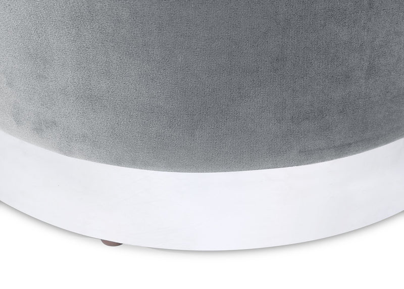 Pouf de rangement Phebe de 16,5 po avec base à bordures argentée - gris