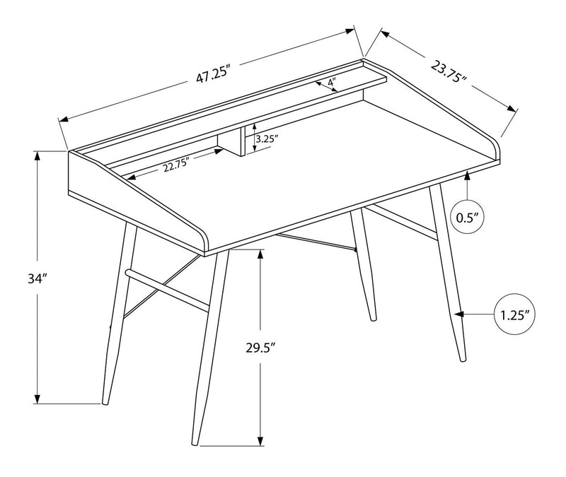 Bureau Jeremy de 47,25 po avec petite crédence - imitation de pierre grise