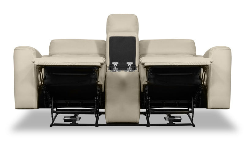 Causeuse à inclinaison électrique Prescott de Scott Living de 79 po en cuir véritable avec appuie-têtes électriques - gris platine