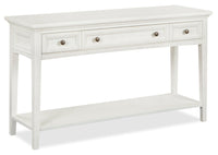 Table de salon traditionnelle Heron Cove de 50 po avec rangement et tablette - pin blanc