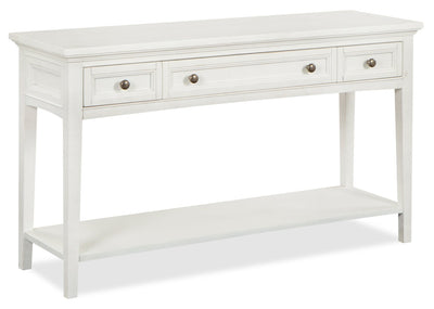 Heron Cove 50" Traditional Sofa Table with Storage and Shelf - White Pine|Table de salon traditionnelle Heron Cove de 50 po avec rangement et tablette - pin blanc