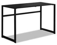 Bureau Kyle de 48 po avec dessus en verre - noir