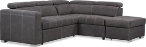 Sofa-lit sectionnel de droite Drake 3 pièces en tissu de suédine avec pouf de rangement - gris ciment