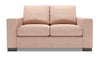Causeuse personnalisable Track de Sofa Lab de 62 po fabriquée au Canada en tissu d’apparence lin avec accoudoirs rectilignes - rose Pax Rose