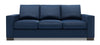 Sofa-lit personnalisable Track de Sofa Lab de 85 po fabriqué au Canada en tissu d’apparence lin avec accoudoirs rectilignes - bleu Pax Navy