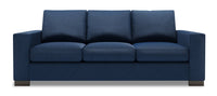 Sofa-lit Track de Sofa Lab de 85 po fabriqué au Canada en tissu d’apparence lin avec accoudoirs rectilignes - bleu Pax Navy