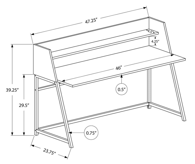 Bureau Lawson de 47,25 po avec petite crédence - blanc