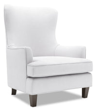 Fauteuil d’appoint à oreilles Sofa Lab de 32 po fabriqué au Canada en tissu d’apparence lin - blanc Pax Ice