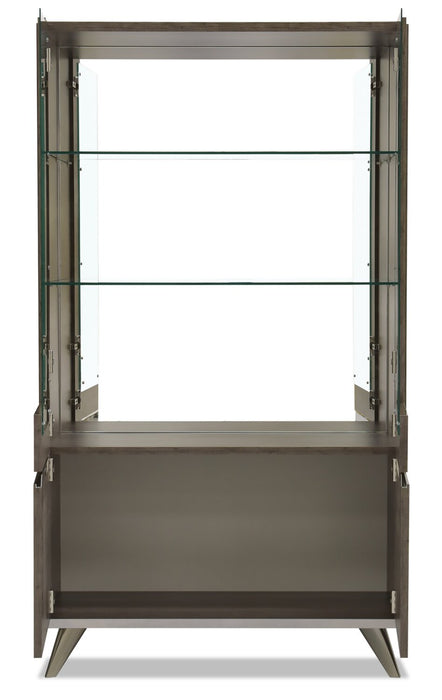 Armoire vitrée de salle à manger Gino avec rangement et tablettes d'exposition en verre - fabriquée en Italie, moderne, 42 po (L) - brune