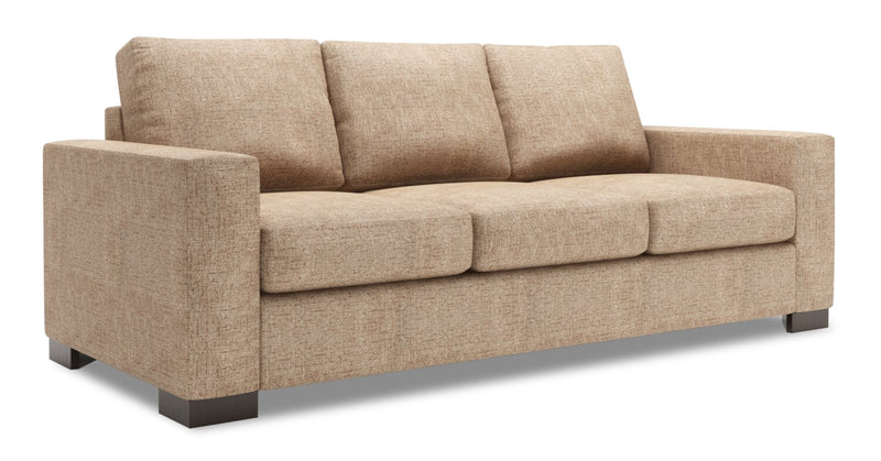 Sofa-lit personnalisable Track de Sofa Lab de 85 po fabriqué au Canada en tissu de chenille avec accoudoirs rectilignes - taupe Luxury Taupe