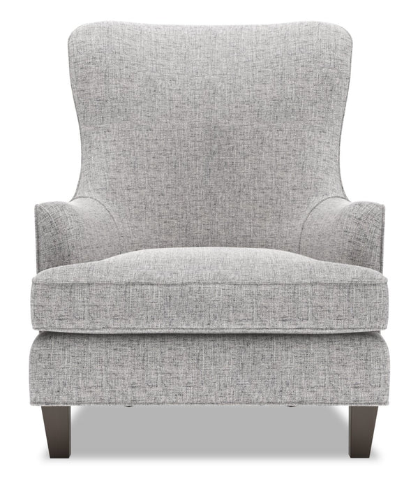 Fauteuil d’appoint à oreilles Sofa Lab personnalisable de 32 po fabriqué au Canada en tissu d’apparence lin - gris Luna Domino