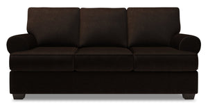 Sofa-lit personnalisable Roll de Sofa Lab de 86 po fabriqué au Canada en tissu de chenille avec accoudoirs enroulés - brun Luxury Chocolate