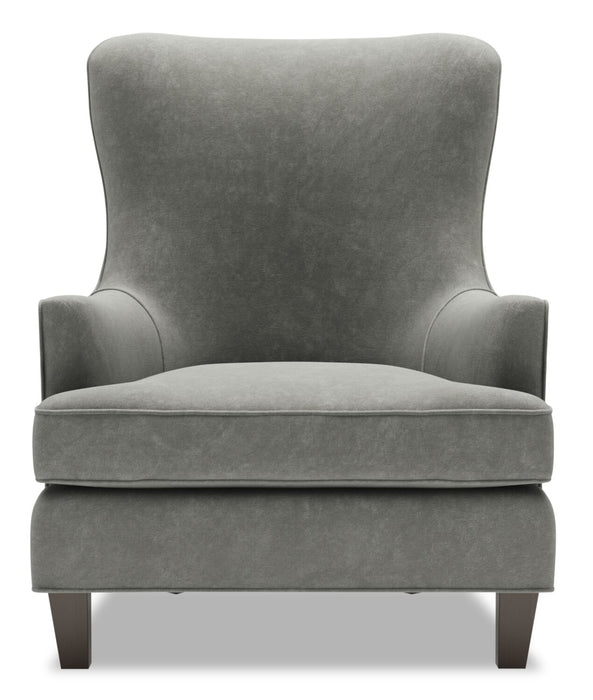 Fauteuil d’appoint à oreilles Sofa Lab personnalisable de 32 po fabriqué au Canada en tissu de velours - gris Platinum Grey