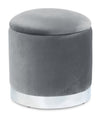 Pouf de rangement Phebe de 16,5 po avec base à bordures argentée - gris