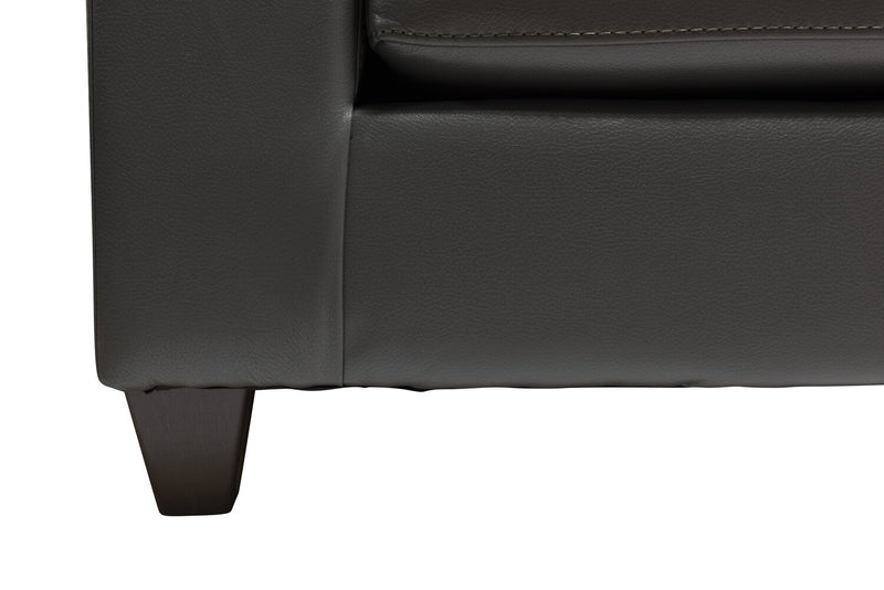 Causeuse Addison de 63 po fabriquée au Canada en tissu d’apparence cuir avec coussins de siège amovibles et capitonnage - grise