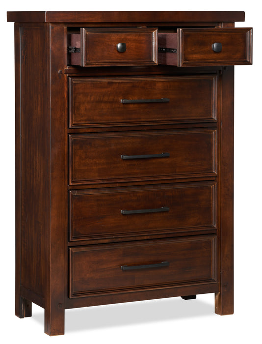 Commode verticale Sonoma de 38 po (L) x 54 po (H) à 6 tiroirs pour la chambre à coucher - brun manguier