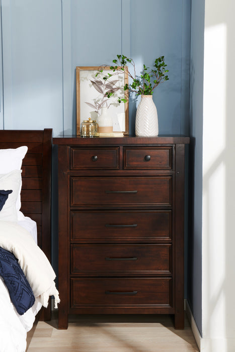 Commode verticale Sonoma de 38 po (L) x 54 po (H) à 6 tiroirs pour la chambre à coucher - brun manguier