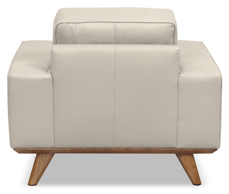 Fauteuil Kai en cuir véritable – argenté