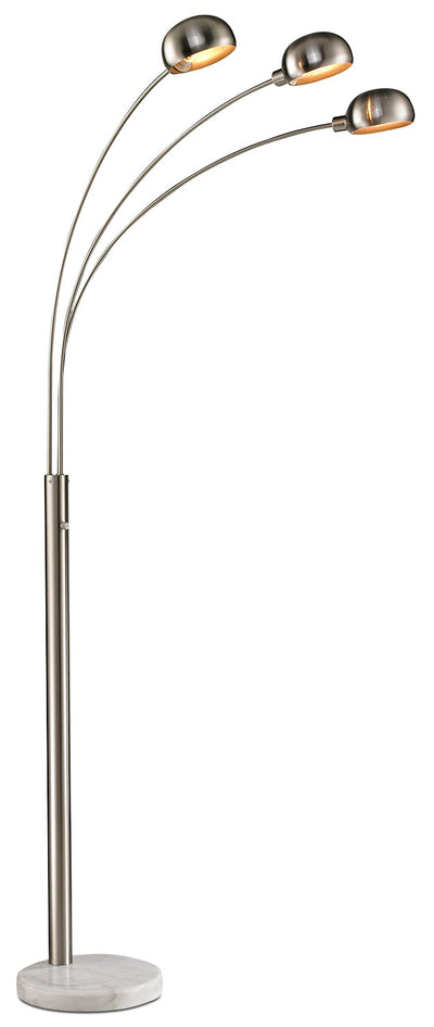 Brushed Steel 3-Light Arc Floor Lamp