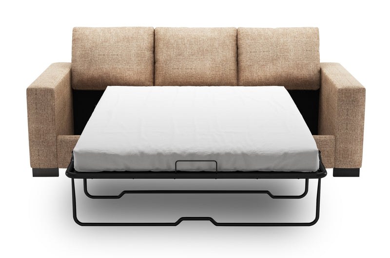 Sofa-lit personnalisable Track de Sofa Lab de 85 po fabriqué au Canada en tissu de chenille avec accoudoirs rectilignes - taupe Luxury Taupe