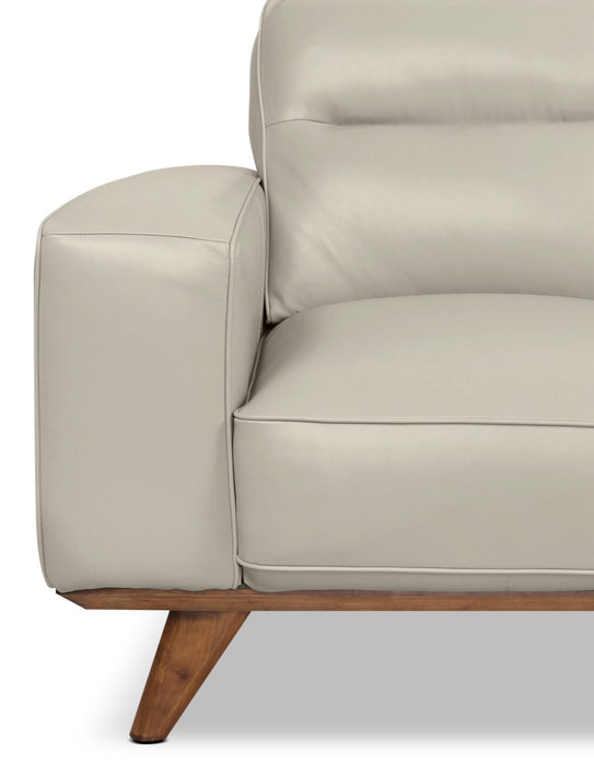 Fauteuil Kai en cuir véritable – argenté