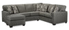 Sofa sectionnel de gauche Verona 2 pièces fabriqué au Canada en tissu d’apparence lin avec coussins amovibles - gris anthracite