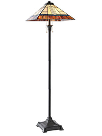 Lampe à pied Walter de 62 po de style Tiffany avec verre soufflé à la main