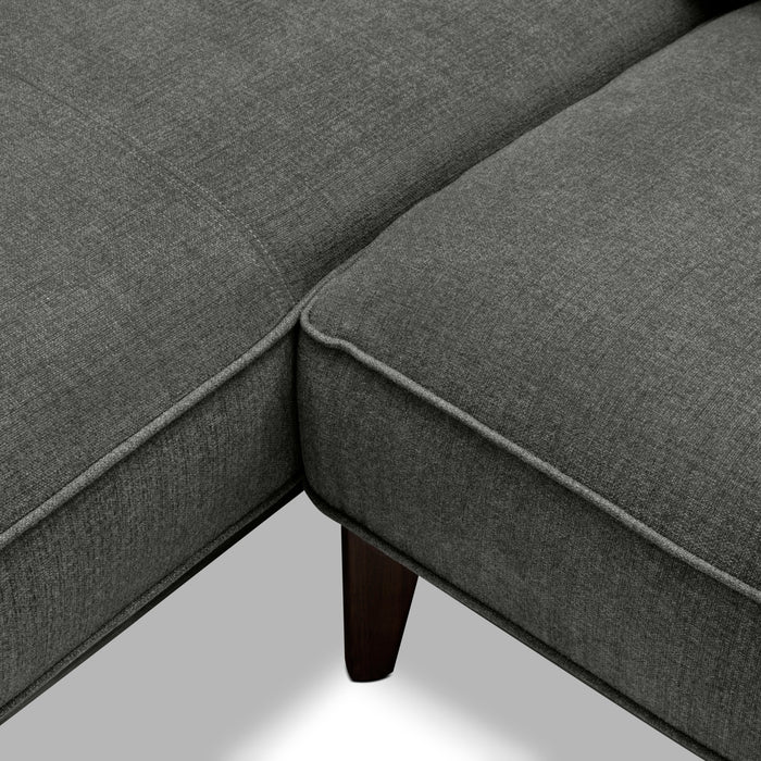 Sofa sectionnel de gauche Gena de Cindy Crawford Home 2 pièces en tissu d’apparence lin avec pattes en bois - gris anthracite