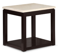 Table de bout moderne Sicily de 22 po avec tablette - beige et brun foncé