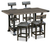 Ensemble de salle à manger Ironworks 5 pièces de hauteur comptoir en métal avec table de 72 po (L), base à tréteaux et 4 chaises - gris