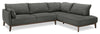 Sofa sectionnel de droite Gena de Cindy Crawford Home 2 pièces en tissu d’apparence lin avec pattes en bois - gris anthracite